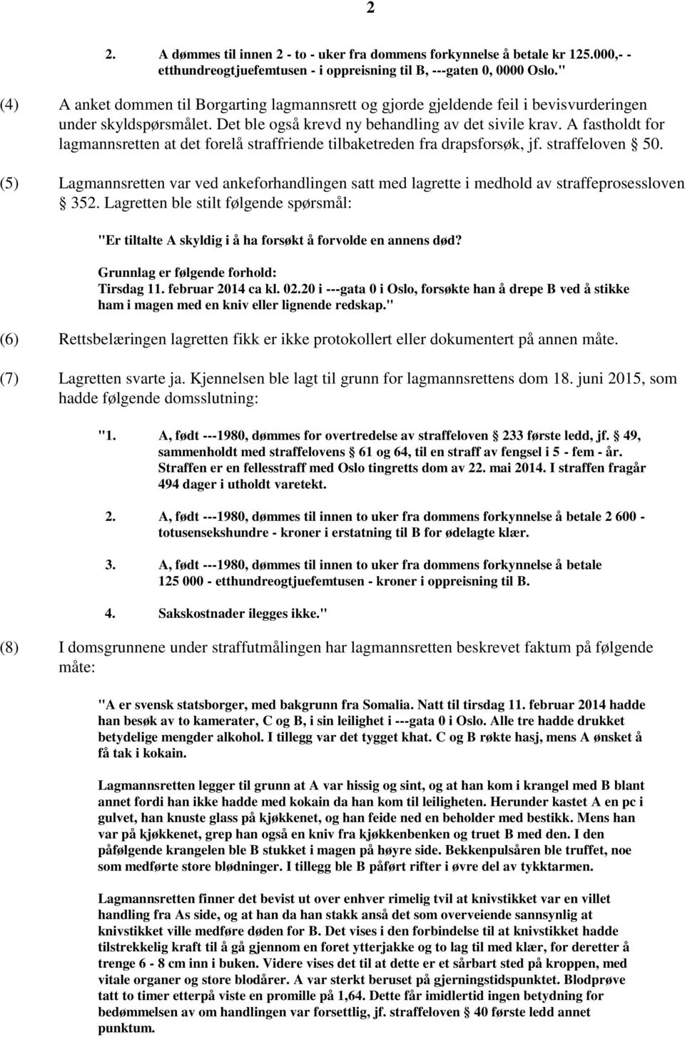 A fastholdt for lagmannsretten at det forelå straffriende tilbaketreden fra drapsforsøk, jf. straffeloven 50.