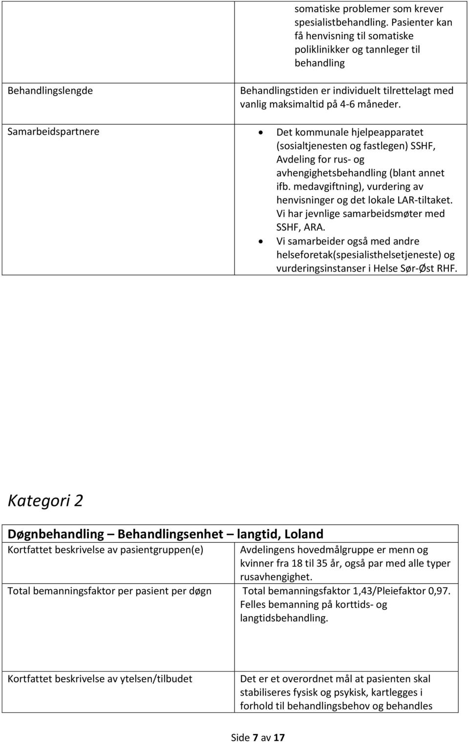 Samarbeidspartnere Det kommunale hjelpeapparatet (sosialtjenesten og fastlegen) SSHF, Avdeling for rus- og avhengighetsbehandling (blant annet ifb.