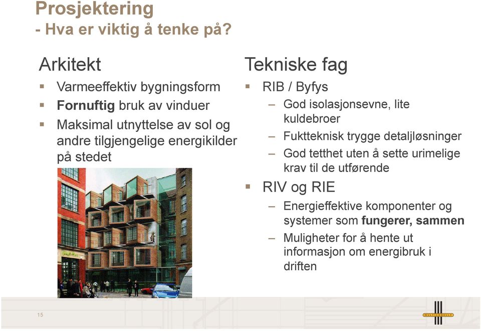 kuldebroer Maksimal utnyttelse av sol og Fuktteknisk trygge detaljløsninger andre tilgjengelige energikilder God