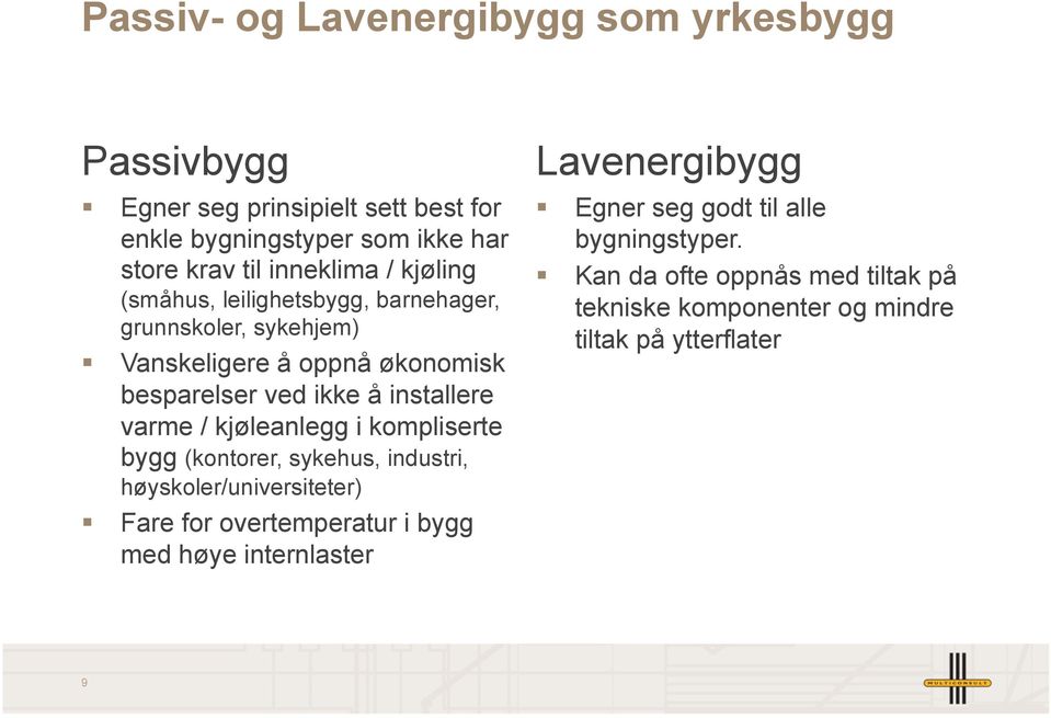 installere varme / kjøleanlegg i kompliserte bygg (kontorer, sykehus, industri, høyskoler/universiteter) Fare for overtemperatur i bygg med