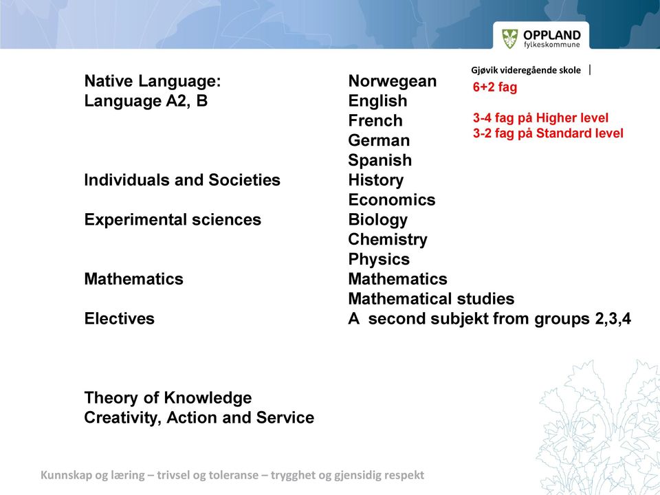 Experimental sciences Biology Chemistry Physics Mathematics Mathematics Mathematical