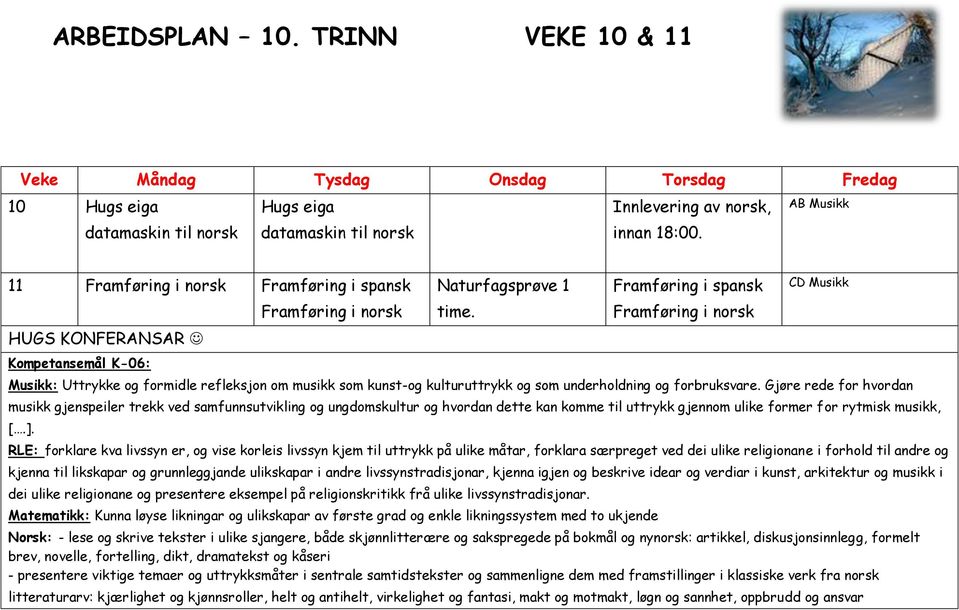 Framføring i spansk Framføring i norsk CD Musikk Musikk: Uttrykke og formidle refleksjon om musikk som kunst-og kulturuttrykk og som underholdning og forbruksvare.