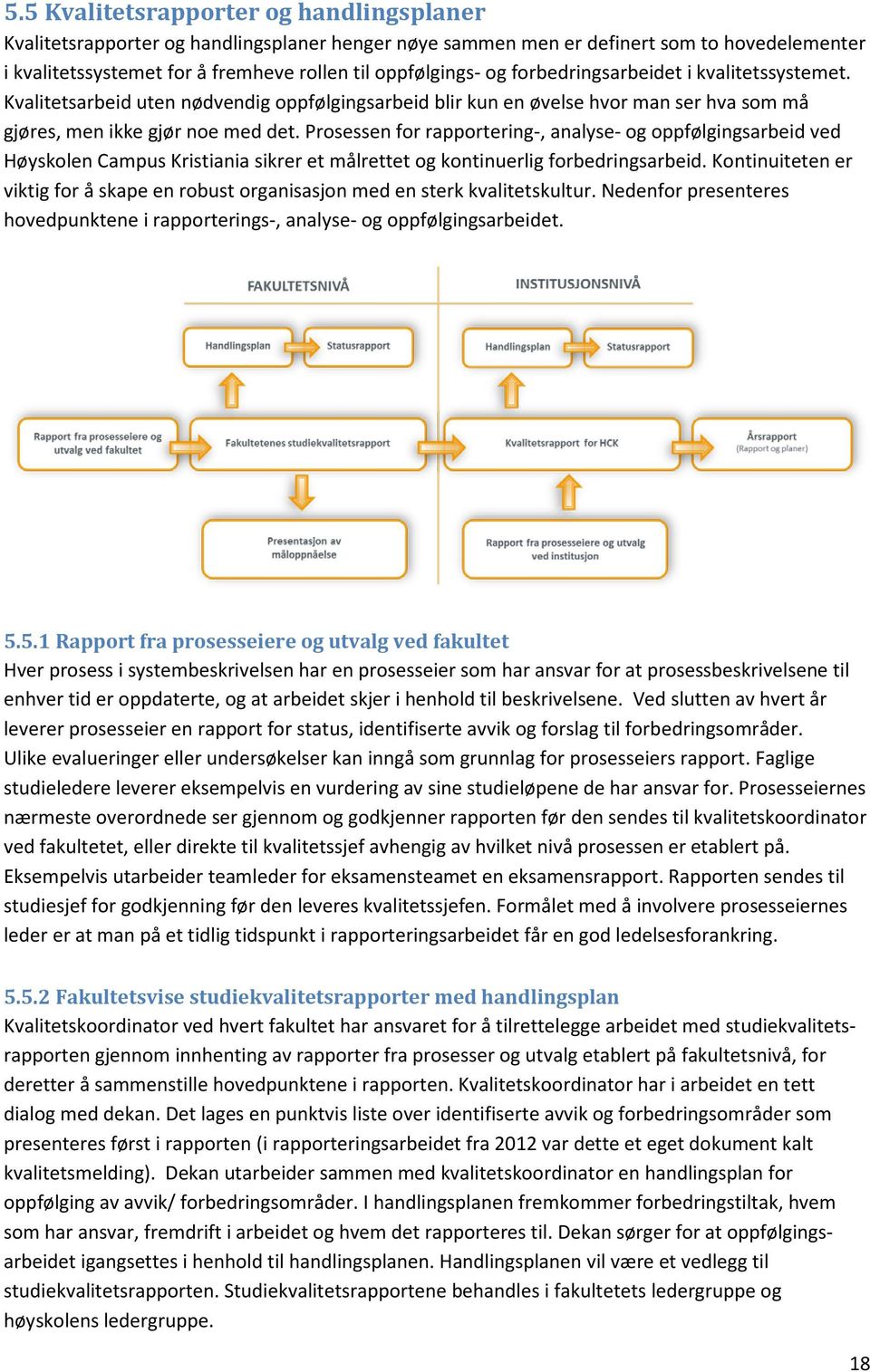 Prosessen for rapportering-, analyse- og oppfølgingsarbeid ved Høyskolen Campus Kristiania sikrer et målrettet og kontinuerlig forbedringsarbeid.