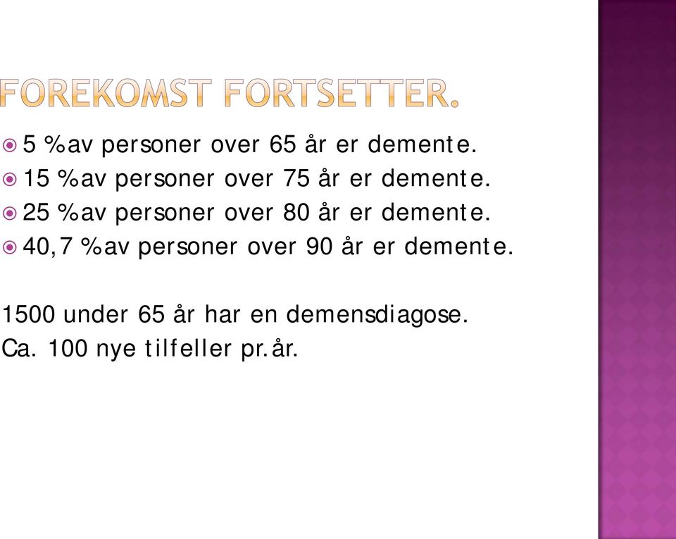 25 % av personer over 80 år er demente.