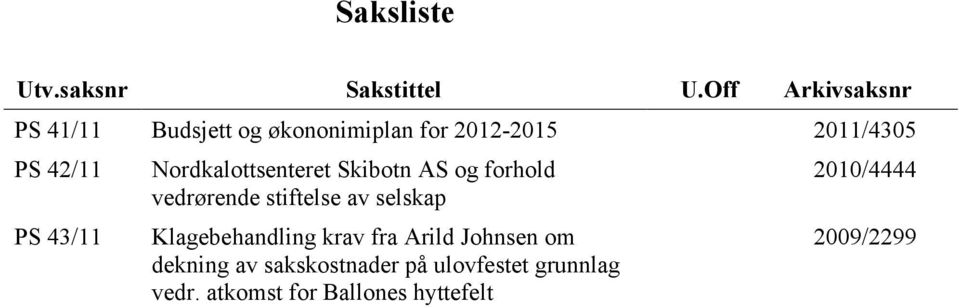 43/11 Nordkalottsenteret Skibotn AS og forhold vedrørende stiftelse av selskap
