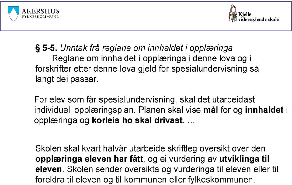 Planen skal vise mål for og innhaldet i opplæringa og korleis ho skal drivast.