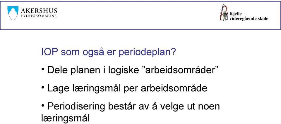 Lage læringsmål per arbeidsområde