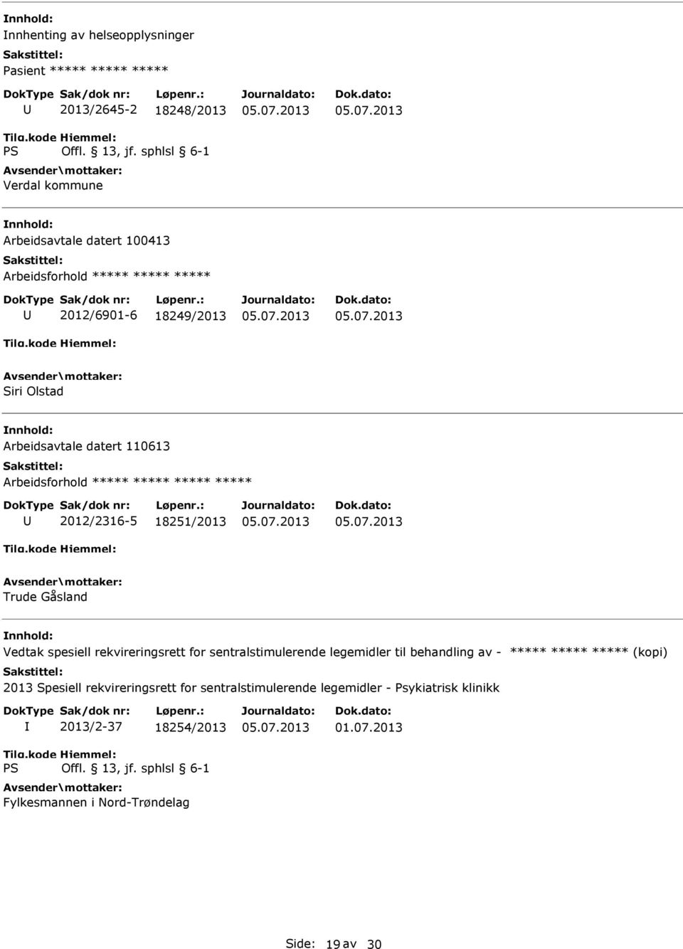18251/2013 Trude Gåsland Vedtak spesiell rekvireringsrett for sentralstimulerende legemidler til behandling av - ***** *****