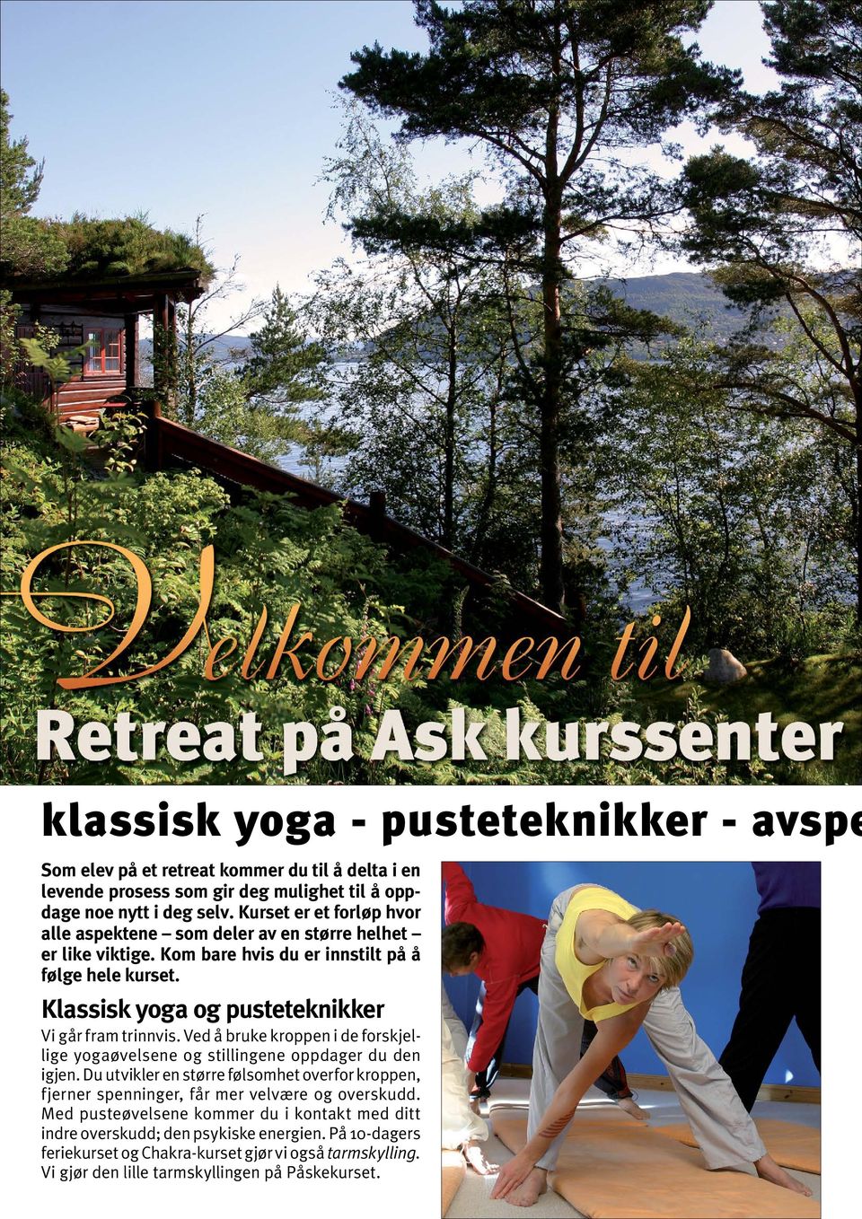 Klassisk yoga og pusteteknikker Vi går fram trinnvis. Ved å bruke kroppen i de forskjellige yogaøvelsene og stillingene oppdager du den igjen.