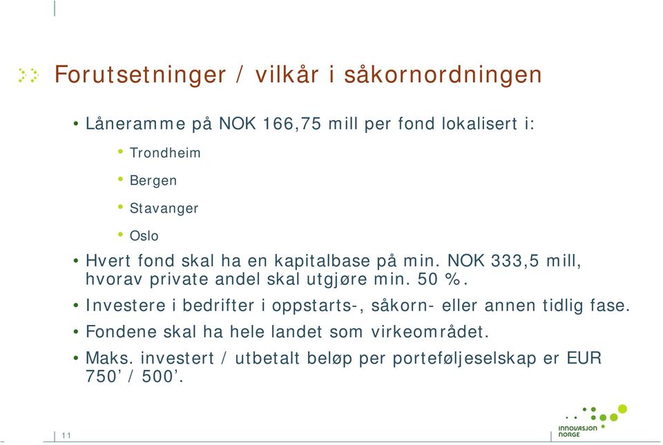 NOK 333,5 mill, hvorav private andel skal utgjøre min. 50 %.