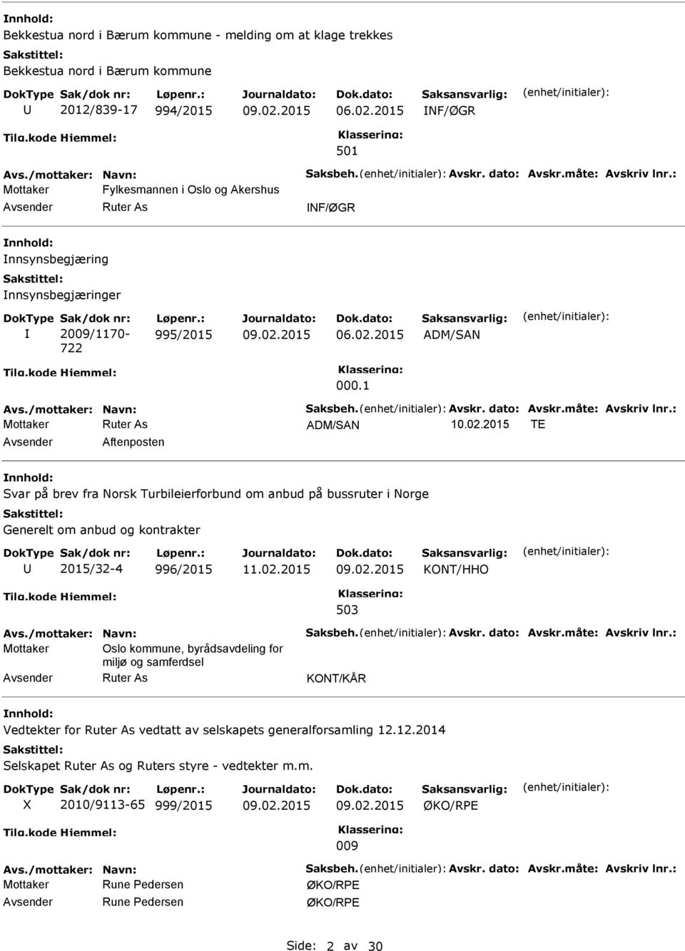 dato: Avskr.måte: Avskriv lnr.: ADM/SAN TE Aftenposten Svar på brev fra Norsk Turbileierforbund om anbud på bussruter i Norge Generelt om anbud og kontrakter 2015/32-4 996/2015 KONT/HHO 503 Avs.