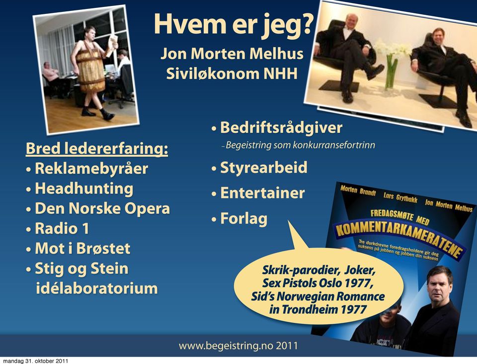 Norske Opera Radio 1 Mot i Brøstet Stig og Stein idélaboratorium Bedriftsrådgiver