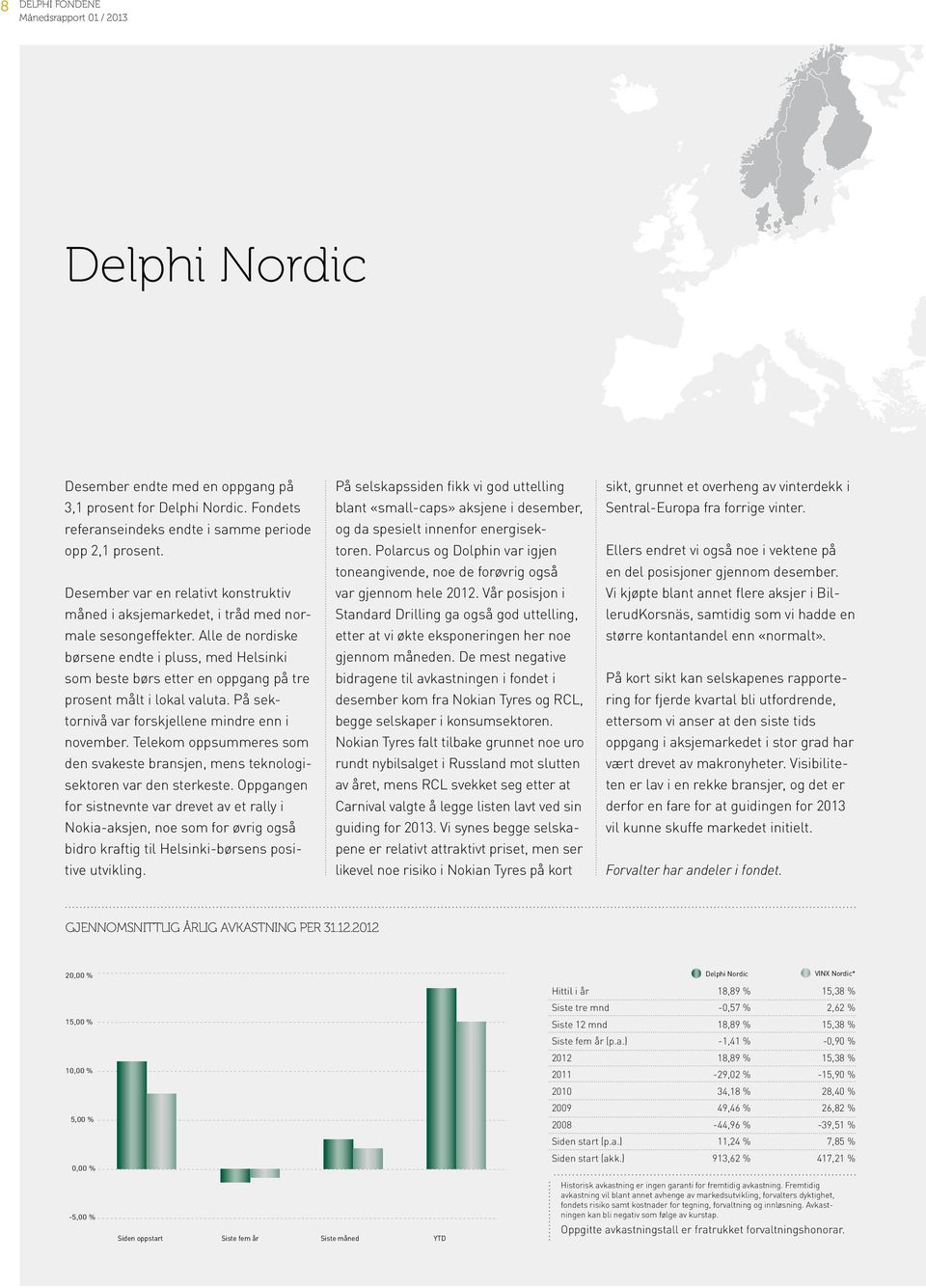 Alle de nordiske børsene endte i pluss, med Helsinki som beste børs etter en oppgang på tre prosent målt i lokal valuta. På sektornivå var forskjellene mindre enn i november.