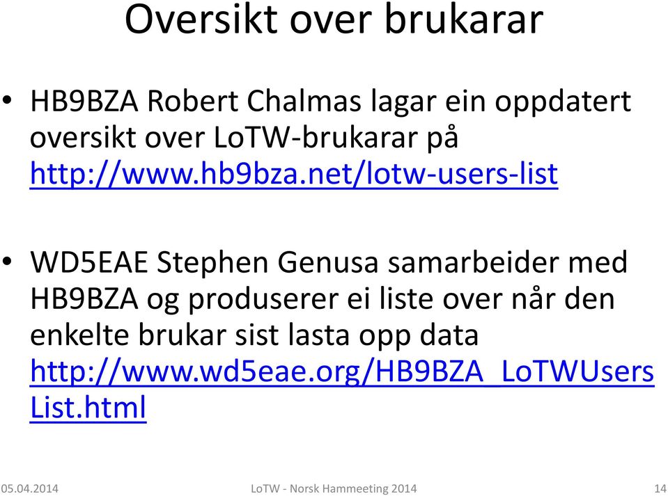 net/lotw-users-list WD5EAE Stephen Genusa samarbeider med HB9BZA og