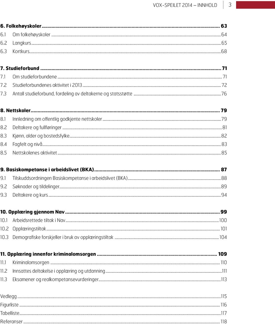 3 Kjønn, alder og bostedsfylke...82 8.4 Fagfelt og nivå... 83 8.5 Nettskolenes aktivitet...85 9. Basiskompetanse i arbeidslivet (BKA)... 87 9.1 Tilskuddsordningen Basiskompetanse i arbeidslivet (BKA).