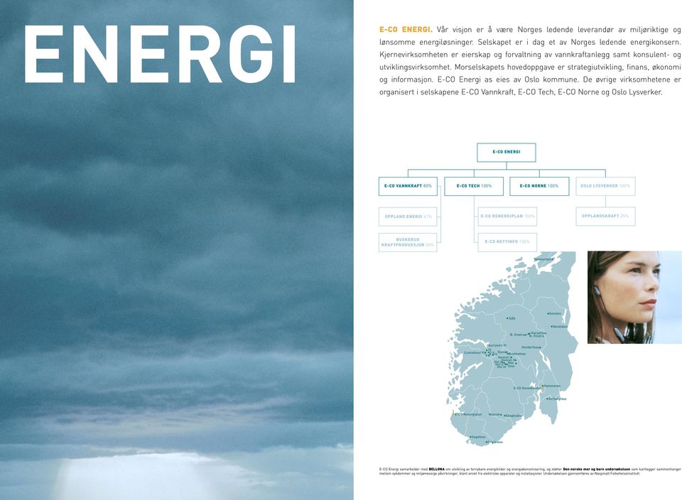 E-CO Energi as eies av Oslo kommune. De øvrige virksomhetene er organisert i selskapene E-CO Vannkraft, E-CO Tech, E-CO Norne og Oslo Lysverker.
