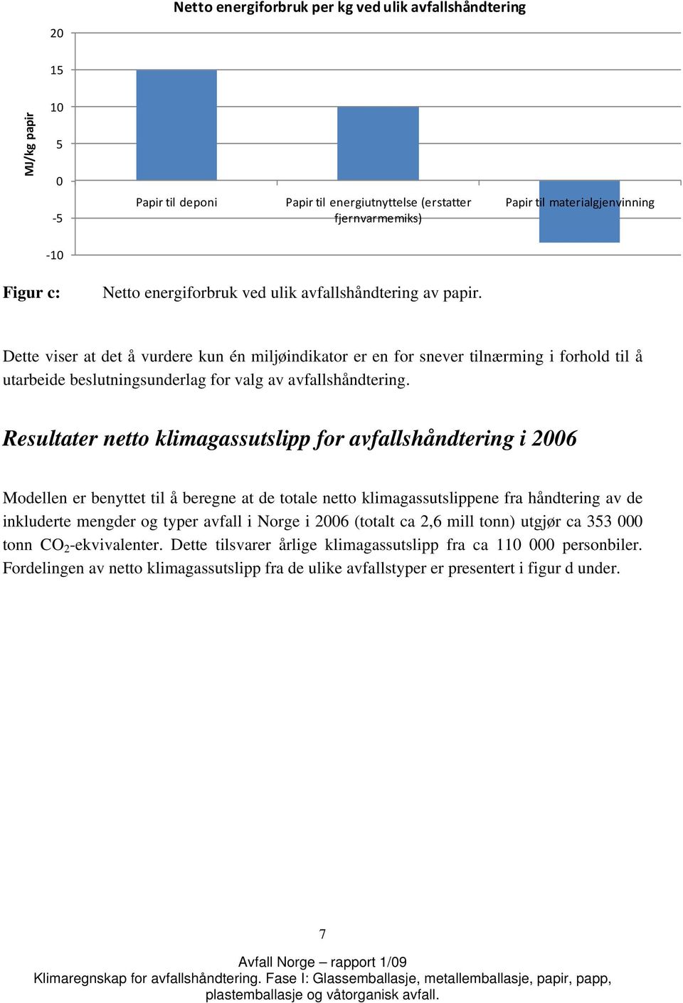 Dette viser at det å vurdere kun én miljøindikator er en for snever tilnærming i forhold til å utarbeide beslutningsunderlag for valg av avfallshåndtering.