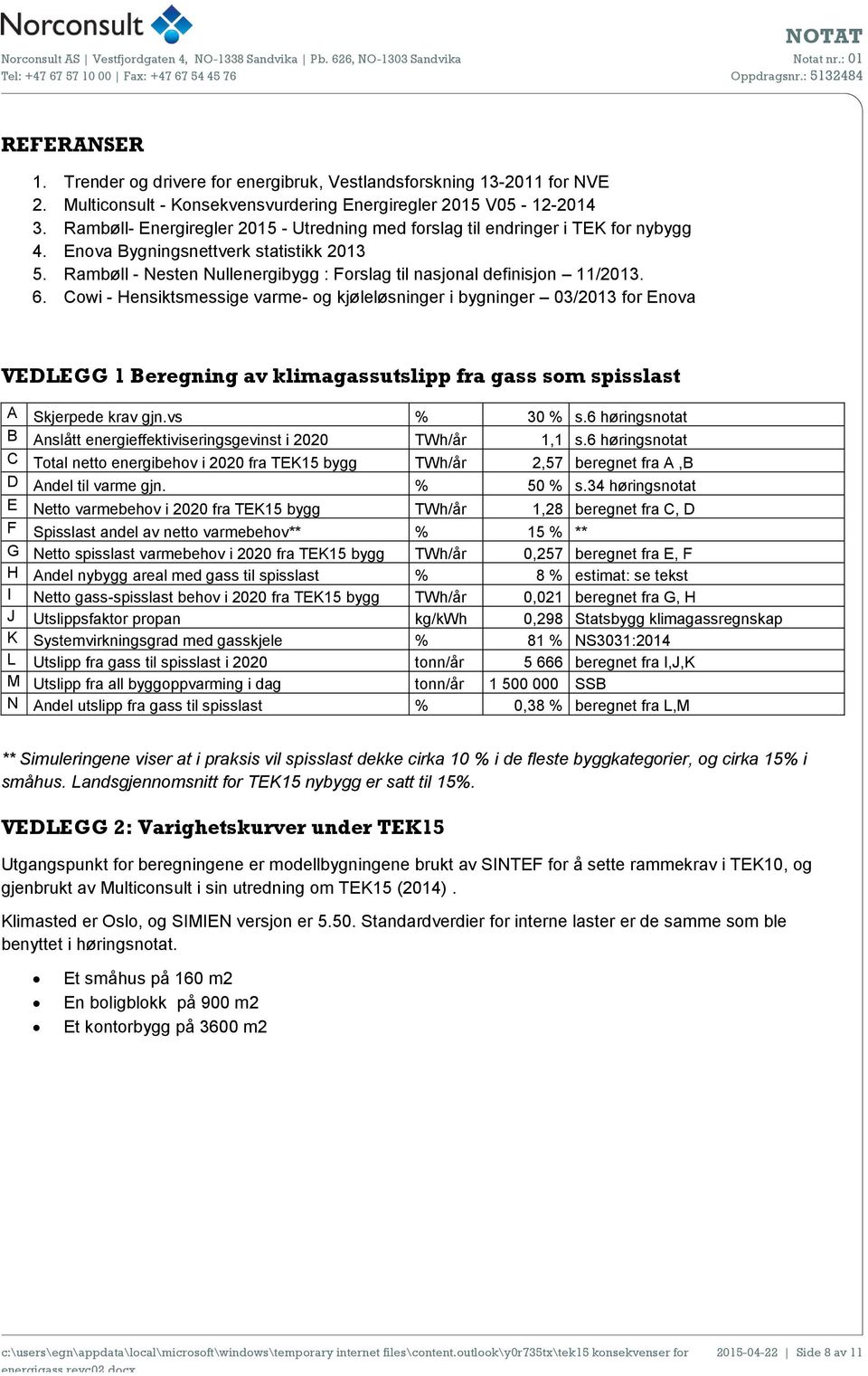 Rambøll - Nesten Nullenergibygg : Forslag til nasjonal definisjon 11/2013. 6.