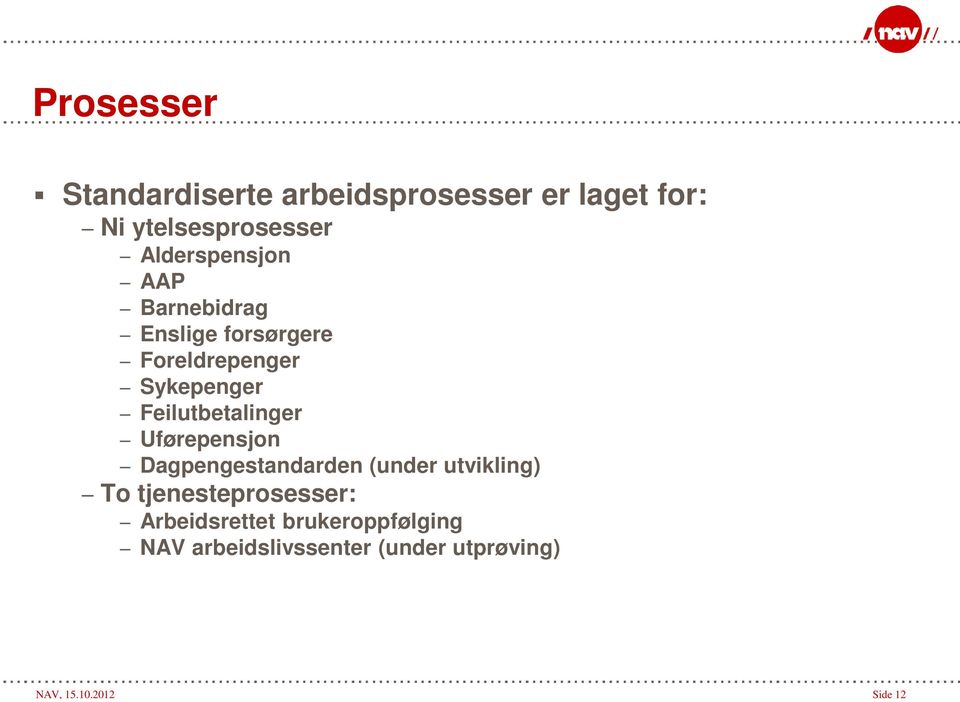 Feilutbetalinger Uførepensjon Dagpengestandarden (under utvikling) To