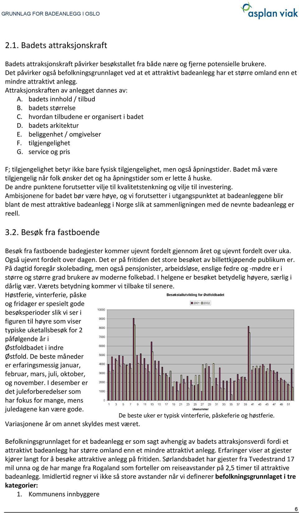 badets størrelse C. hvordan tilbudene er organisert i badet D. badets arkitektur E. beliggenhet / omgivelser F. tilgjengelighet G.