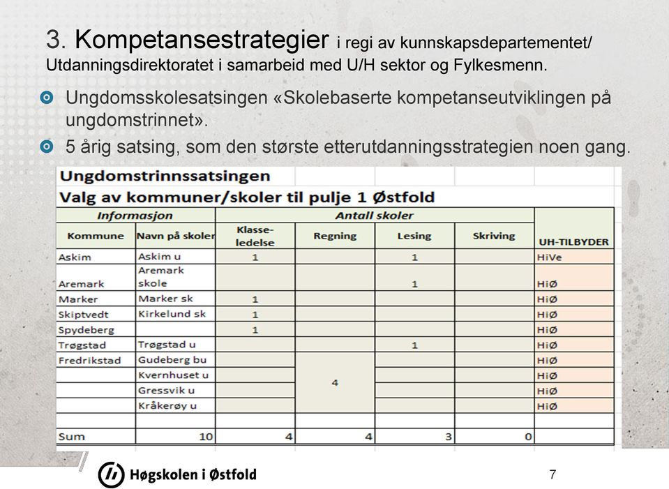 Ungdomsskolesatsingen «Skolebaserte kompetanseutviklingen på