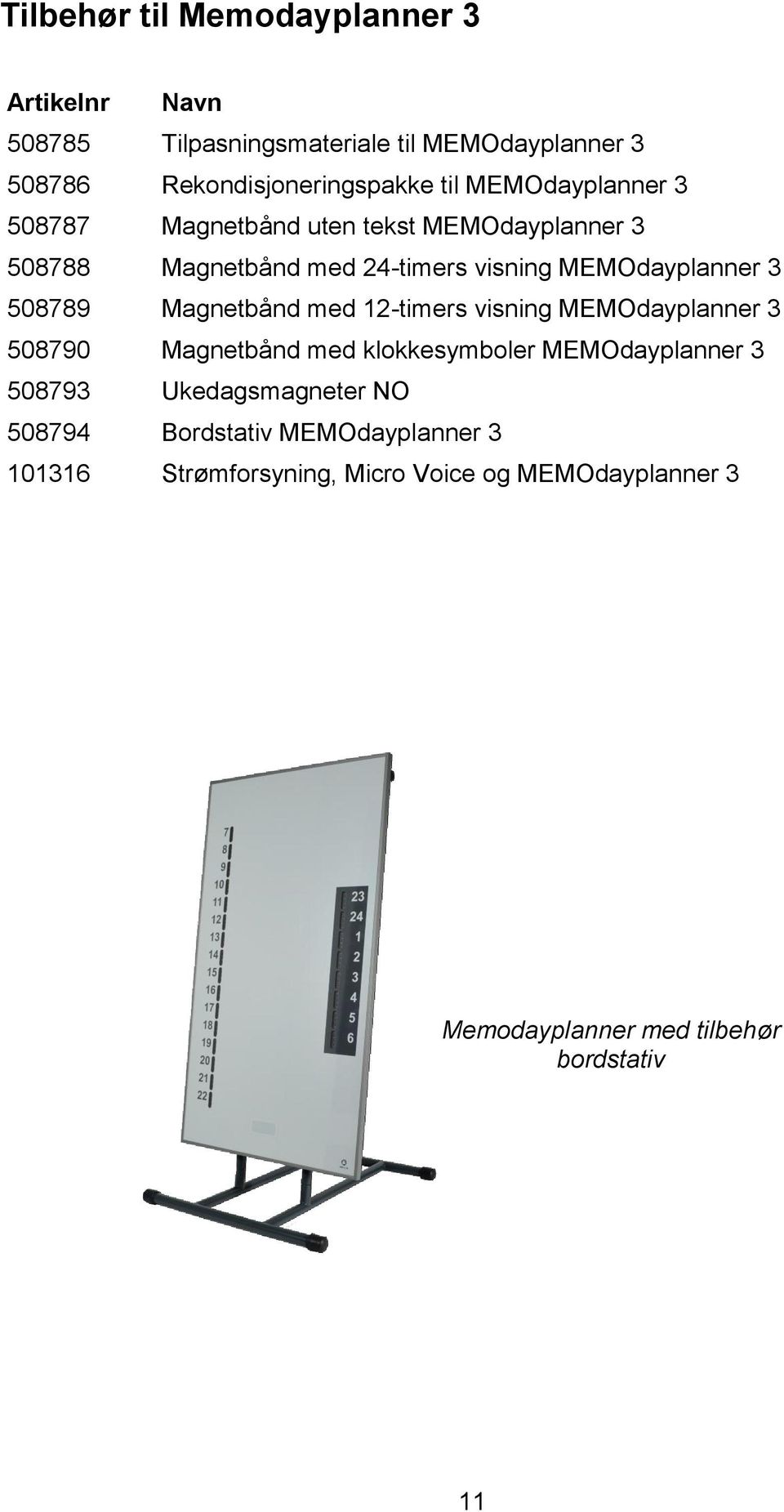 Magnetbånd med 12-timers visning MEMOdayplanner 3 508790 Magnetbånd med klokkesymboler MEMOdayplanner 3 508793 Ukedagsmagneter