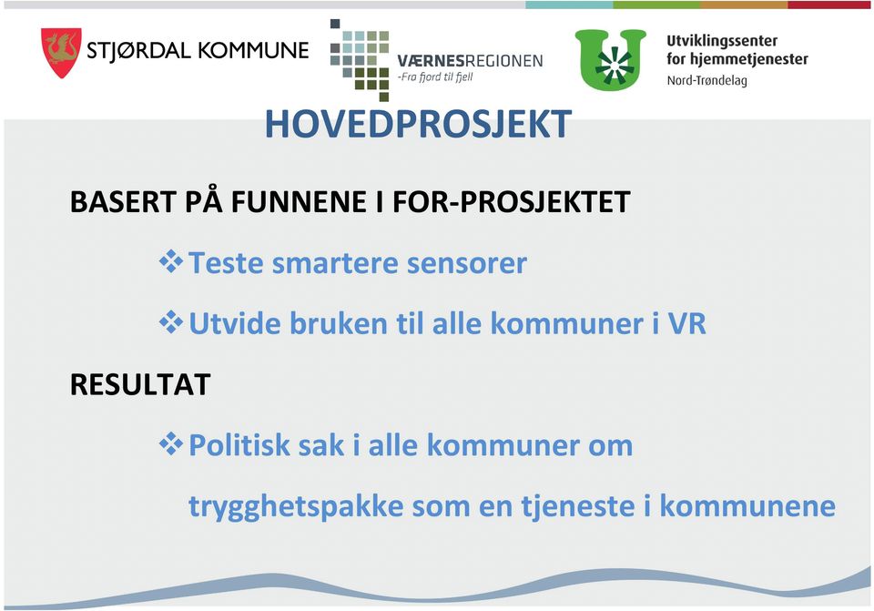 kommuner i VR RESULTAT Politisk sak i alle