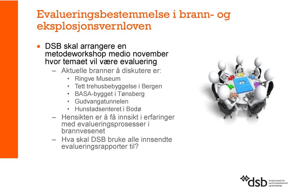 trehusbebyggelse i Bergen BASA-bygget i Tønsberg Gudvangatunnelen Hunstadsenteret i Bodø Hensikten er å