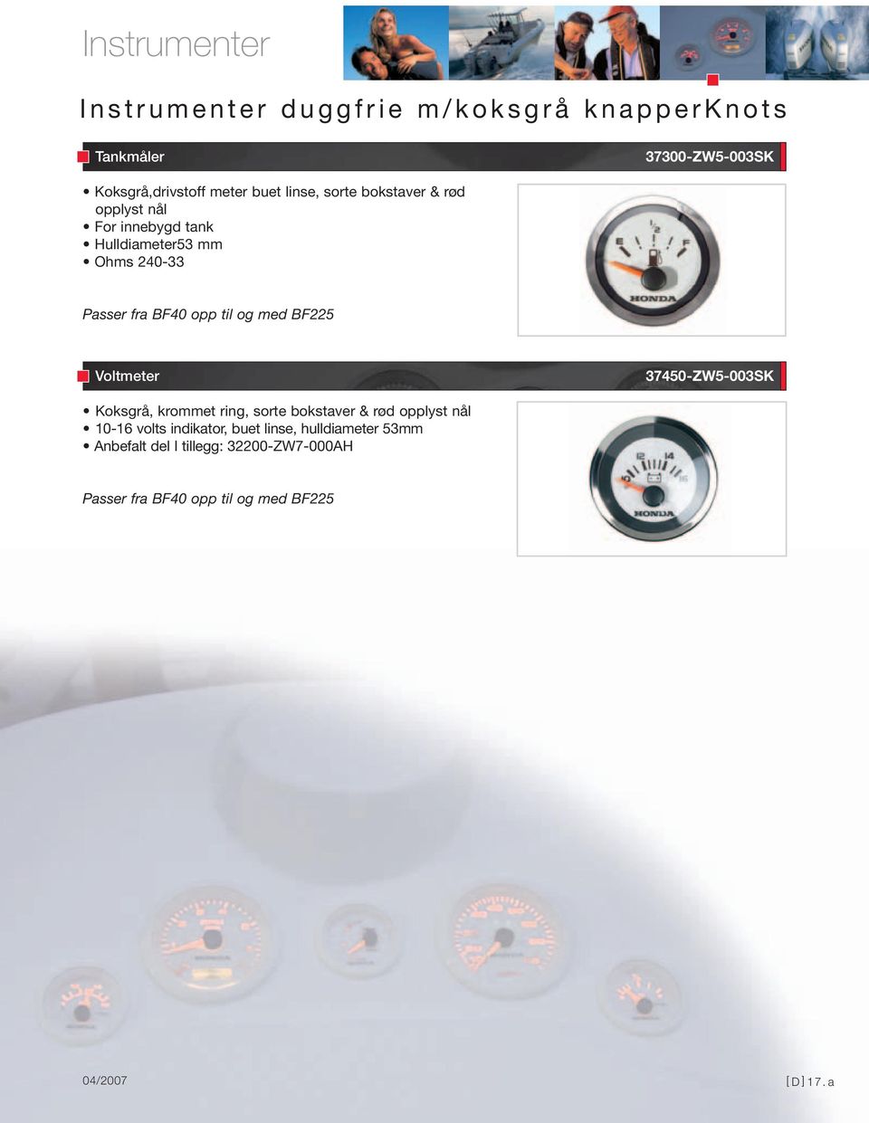 tank Hulldiameter53 mm Ohms 240-33 Voltmeter 37450-ZW5-003SK Koksgrå, krommet ring,