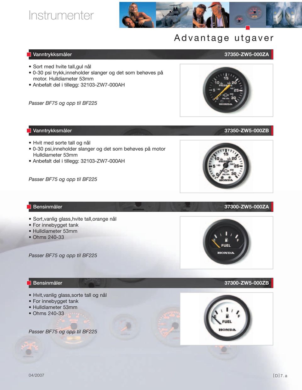 som behøves på motor Hulldiameter 53mm Anbefalt del i tillegg: 32103-ZW7-000AH Bensinmåler 37300-ZW5-000ZA Sort,vanlig glass,hvite tall,orange nål For