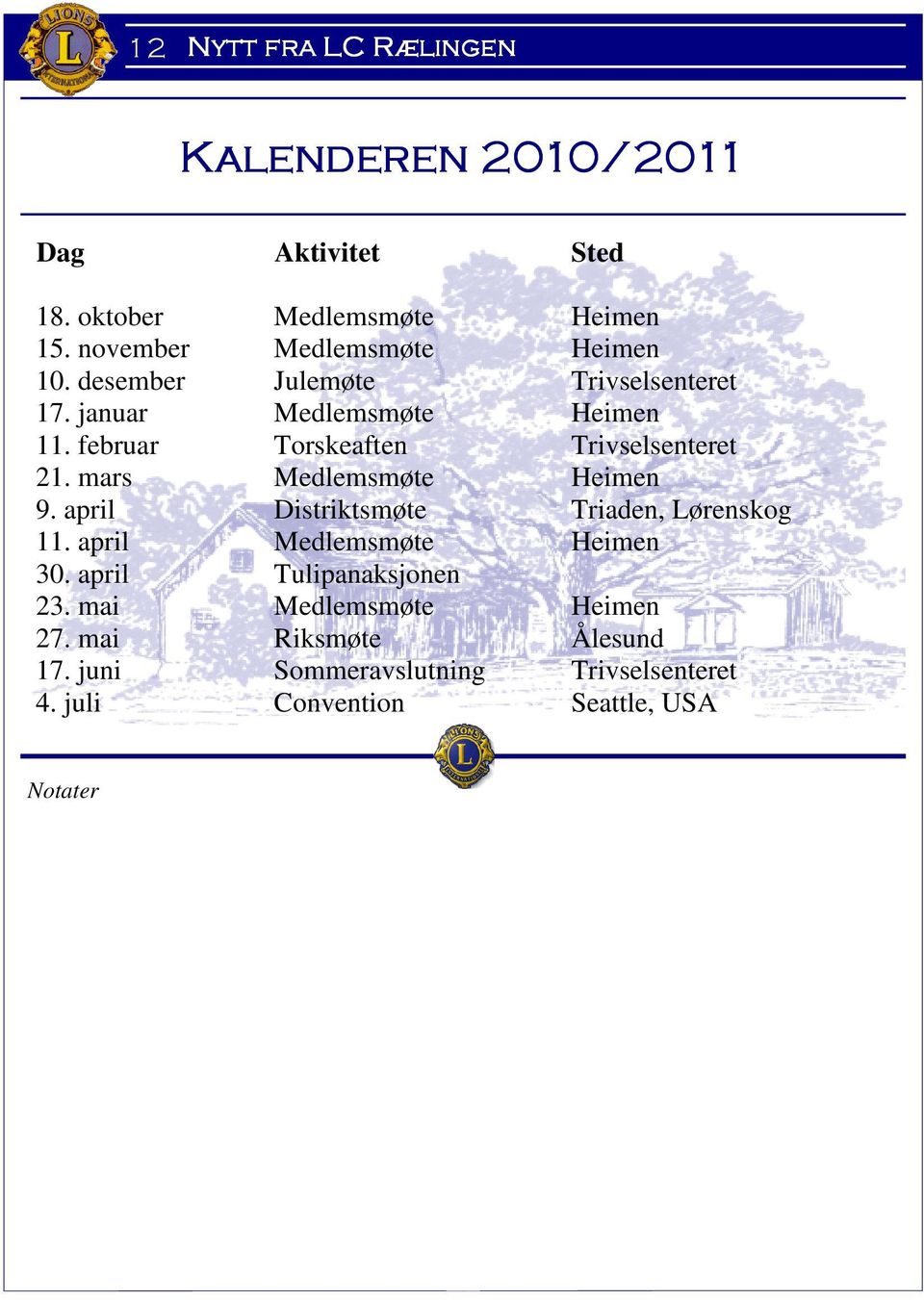 mars Medlemsmøte Heimen 9. april Distriktsmøte Triaden, Lørenskog 11. april Medlemsmøte Heimen 30.