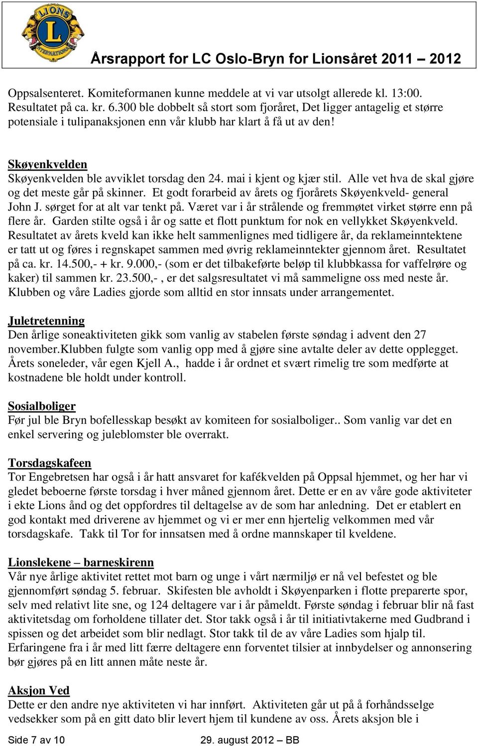 mai i kjent og kjær stil. Alle vet hva de skal gjøre og det meste går på skinner. Et godt forarbeid av årets og fjorårets Skøyenkveld- general John J. sørget for at alt var tenkt på.