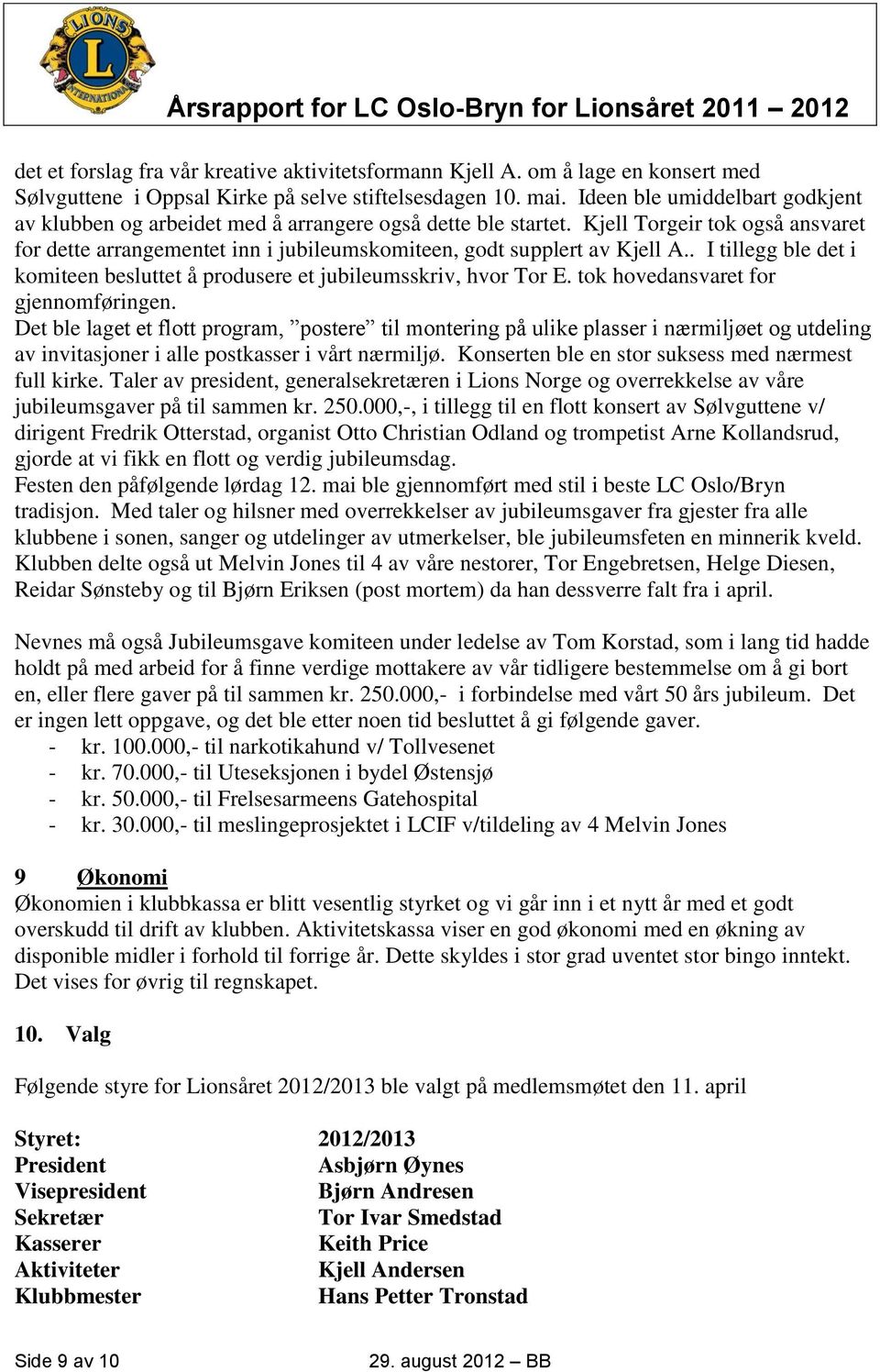 . I tillegg ble det i komiteen besluttet å produsere et jubileumsskriv, hvor Tor E. tok hovedansvaret for gjennomføringen.