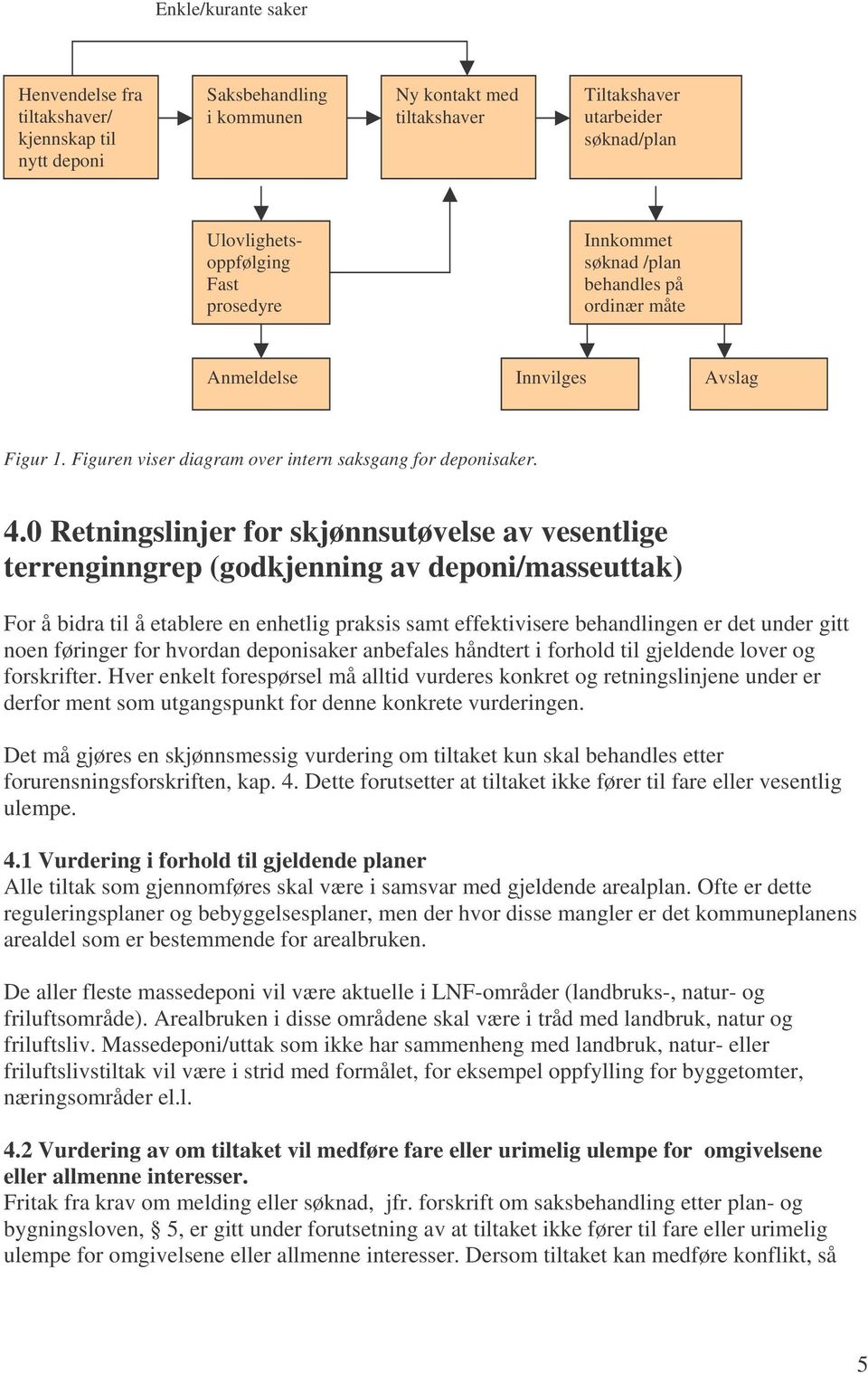 0 Retningslinjer for skjønnsutøvelse av vesentlige terrenginngrep (godkjenning av deponi/masseuttak) For å bidra til å etablere en enhetlig praksis samt effektivisere behandlingen er det under gitt