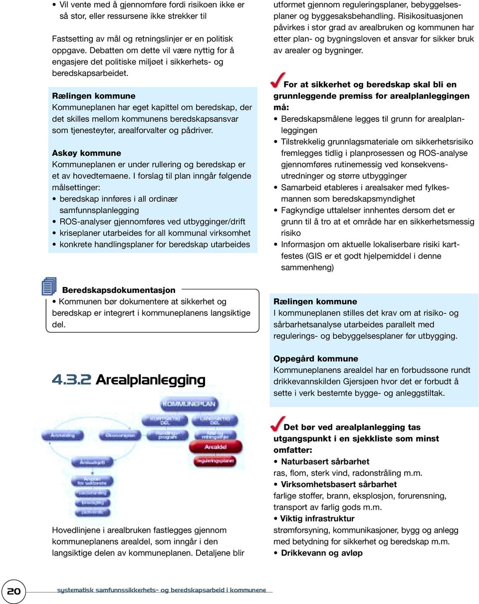 Rælingen kommune Kommuneplanen har eget kapittel om beredskap, der det skilles mellom kommunens beredskapsansvar som tjenesteyter, arealforvalter og pådriver.