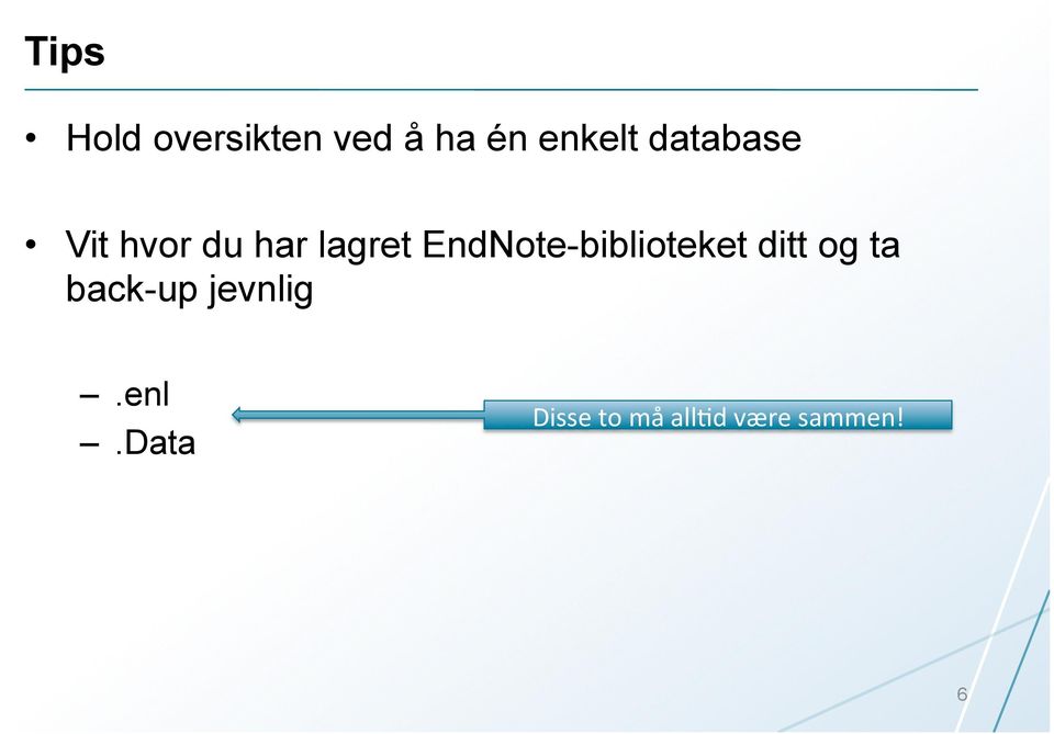 EndNote-biblioteket ditt og ta back-up