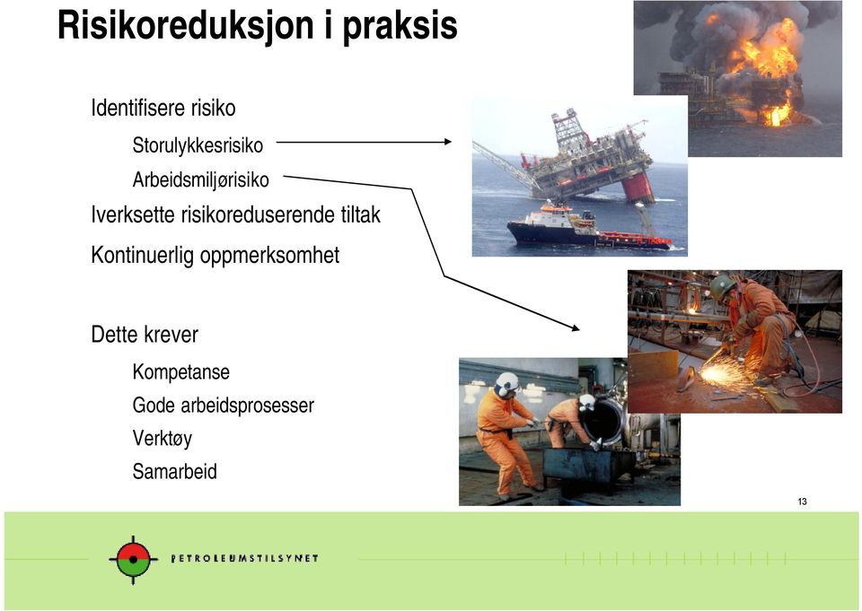 risikoreduserende tiltak Kontinuerlig oppmerksomhet