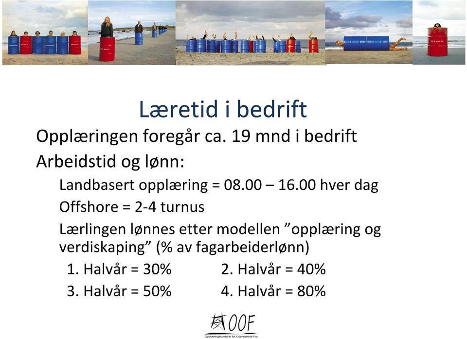 00 hver dag Offshore = 2 4 turnus Lærlingen lønnes etter modellen