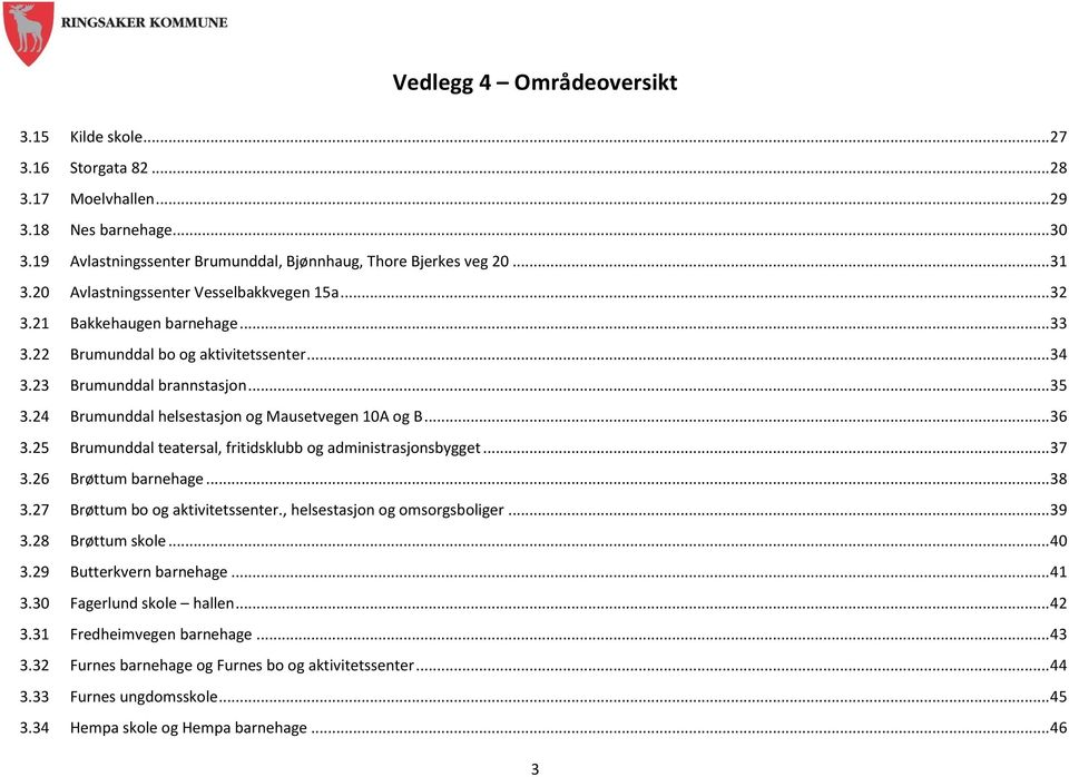 24 Brumunddal helsestasjon og Mausetvegen 10A og B... 36 3.25 Brumunddal teatersal, fritidsklubb og administrasjonsbygget... 37 3.26 Brøttum barnehage... 38 3.27 Brøttum bo og aktivitetssenter.