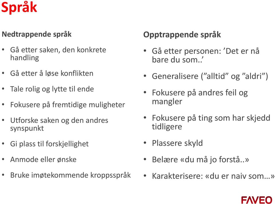 imøtekommende kroppsspråk Opptrappende språk Gå etter personen: Det er nå bare du som.