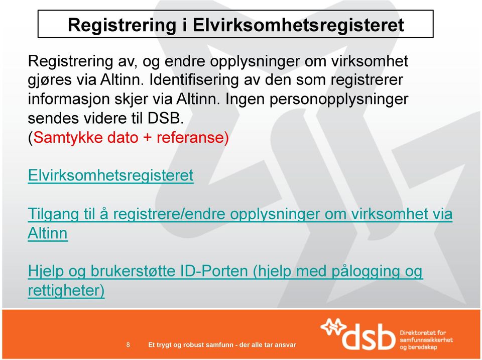 Ingen personopplysninger sendes videre til DSB.