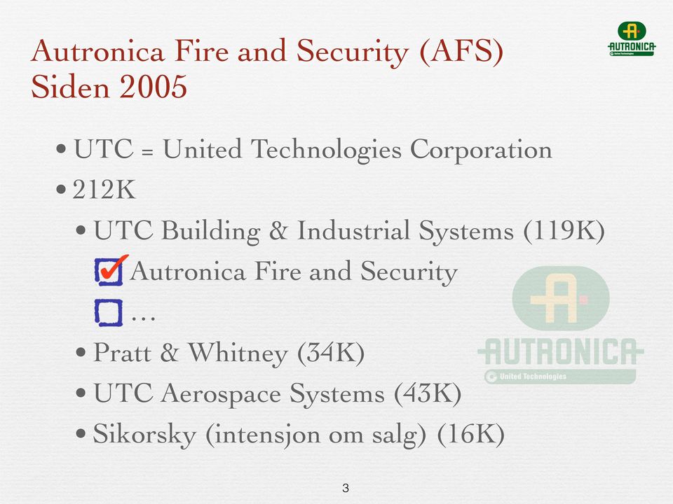 Systems (119K) Autronica Fire and Security Pratt & Whitney