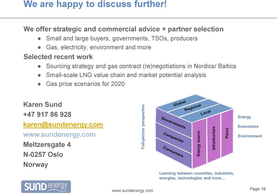 Gas, electricity, environment and more Selected recent work Sourcing strategy and gas contract (re)negotiations