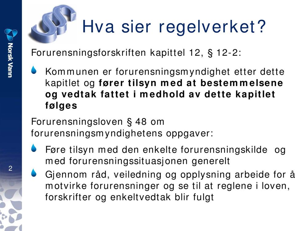 bestemmelsene og vedtak fattet i medhold av dette kapitlet følges Forurensningsloven 48 om forurensningsmyndighetens oppgaver: