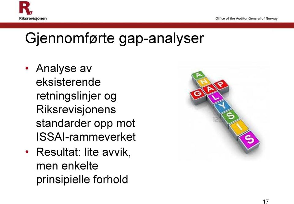 Riksrevisjonens standarder opp mot