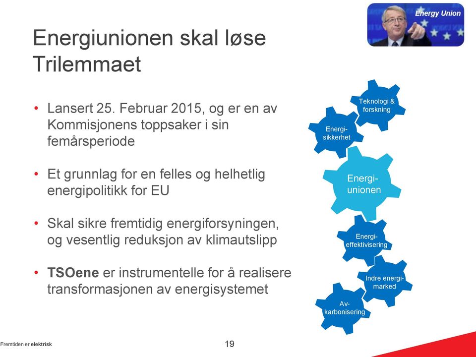 og helhetlig energipolitikk for EU Skal sikre fremtidig energiforsyningen, og vesentlig reduksjon av klimautslipp