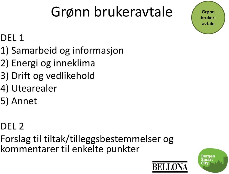 Utearealer 5) Annet brukeravtale DEL 2 Forslag til