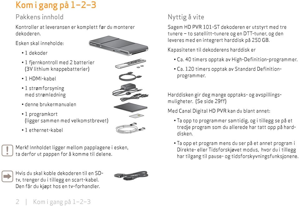 ethernet-kabel Merk! Innholdet ligger mellom papplagene i esken, ta derfor ut pappen for å komme til delene.