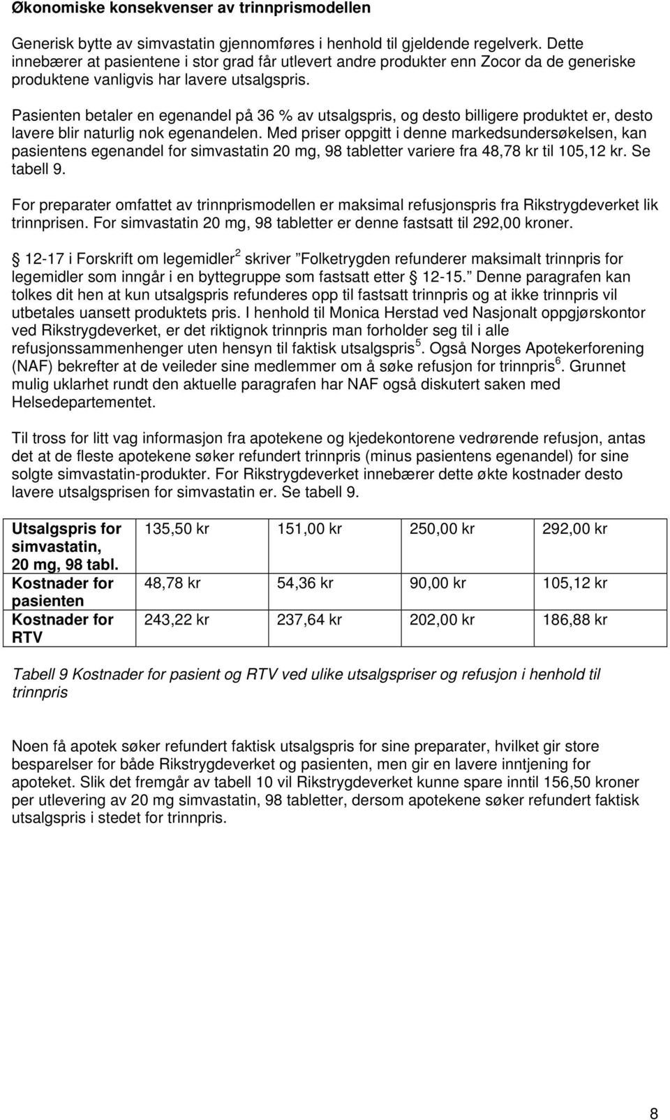 Pasienten betaler en egenandel på 36 % av utsalgspris, og desto billigere produktet er, desto lavere blir naturlig nok egenandelen.