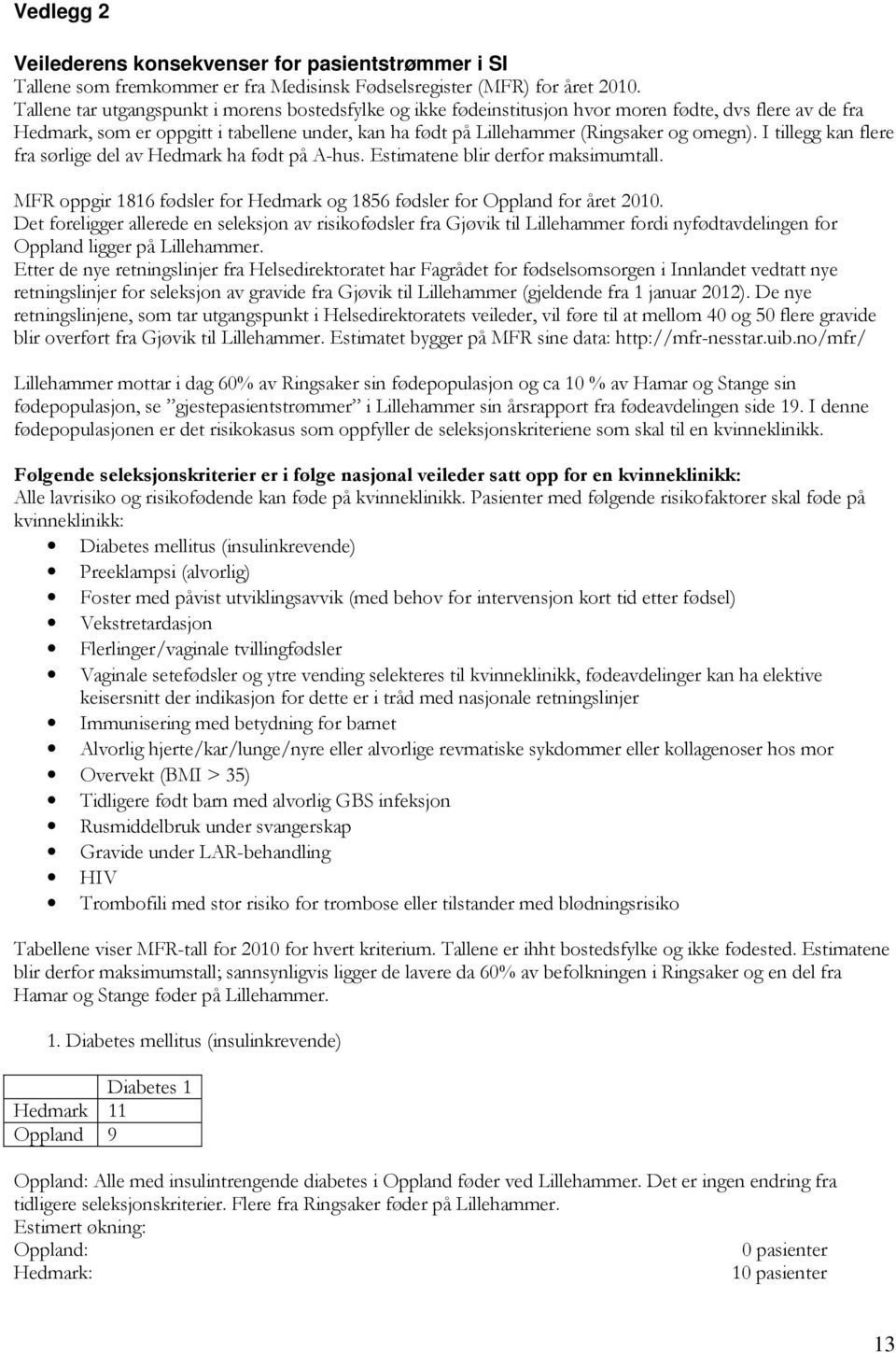 I tillegg kan flere fra sørlige del av Hedmark ha født på A-hus. Estimatene blir derfor maksimumtall. MFR oppgir 1816 fødsler for Hedmark og 1856 fødsler for for året 2010.